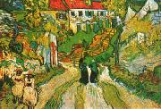Vincent Van Gogh Village Street and Steps in Auvers with Figures oil on canvas